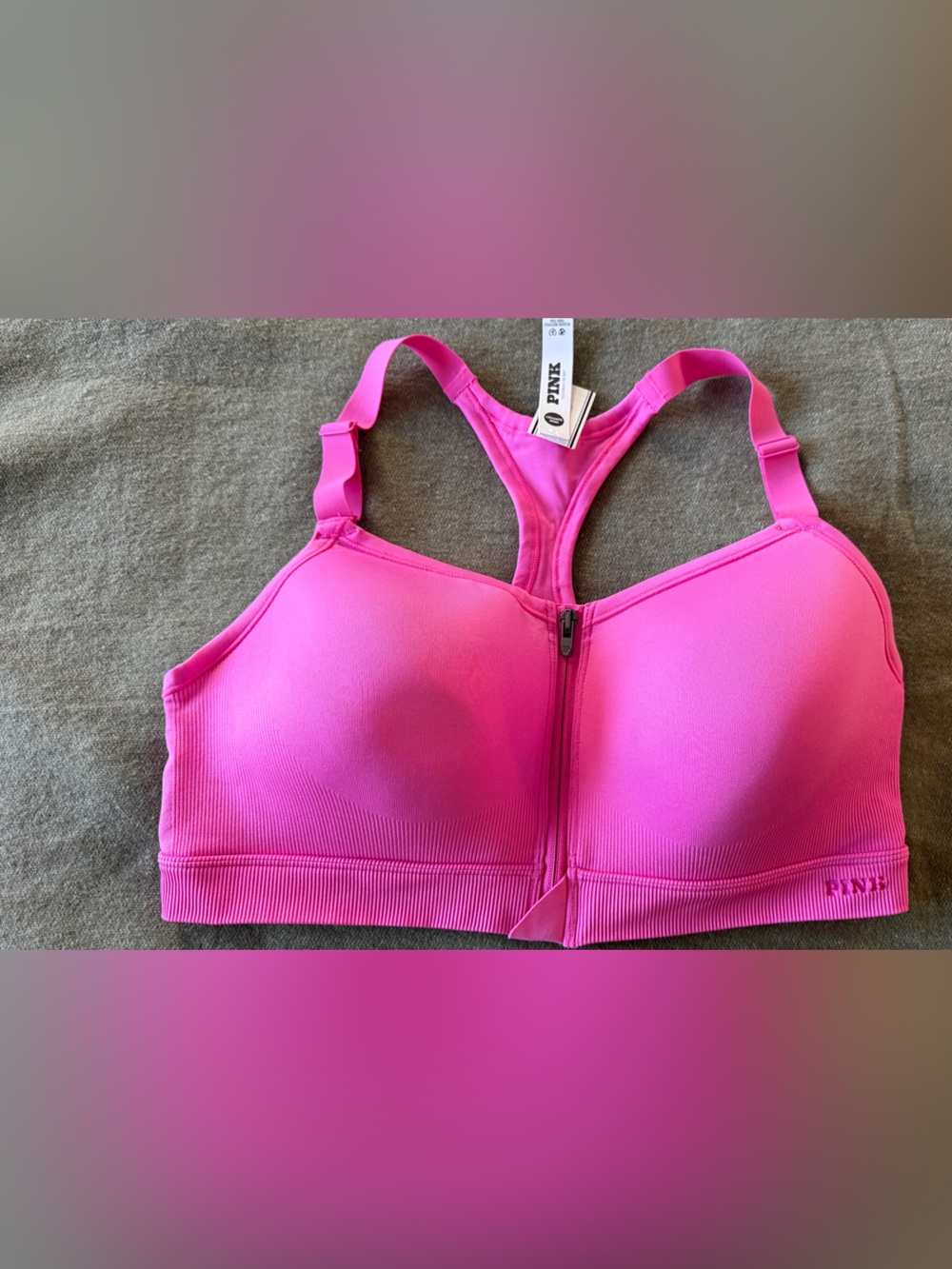PINK Victoria's Secret Front-Zip Seamless Sports Bra in Pink
